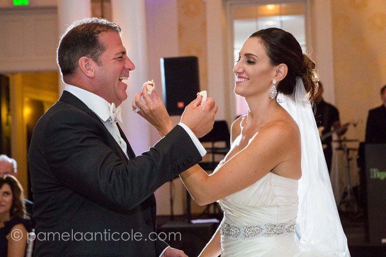 cake cutting bride and groom, bedford springs colonnade ballroom reception photos