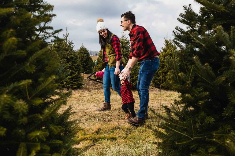 The L. Family Cutting Down their Christmas Tree (Lake Forest Gardens