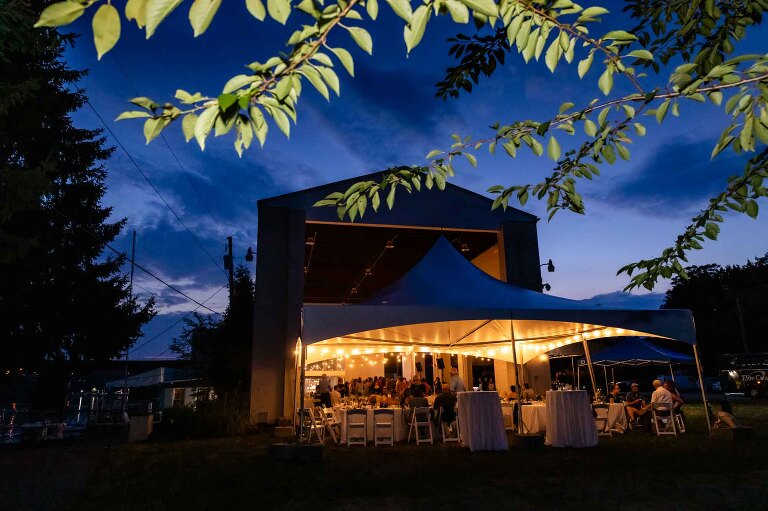night photo of outdoor wedding venue near pittsburgh pa