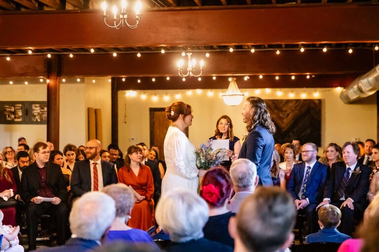 bride and groom get married in unique wedding venues in pittsburgh. these WBU Event Venue wedding photos are perfect for creative couples in love!