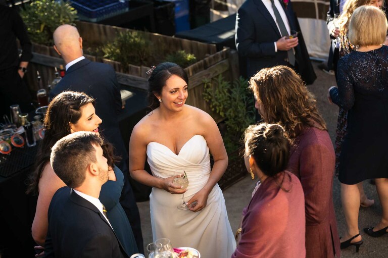 cocktail hour on the patio at spirit pittsburgh, one of the most unique wedding venues in pittsburgh.