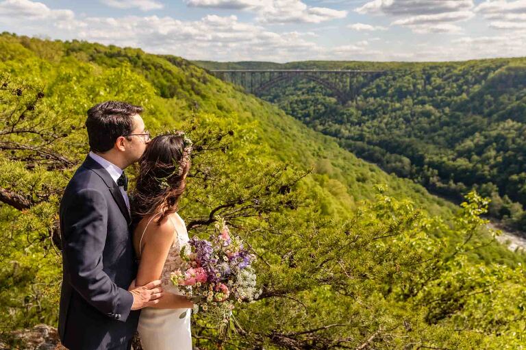 Couple portraits in natural light at New River Gorge wedding