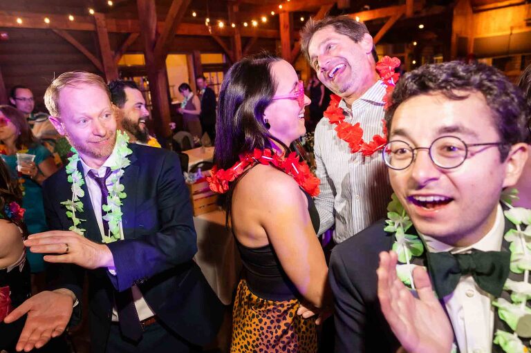 Wedding reception with dance floor and window light at Adventures on the Gorge
